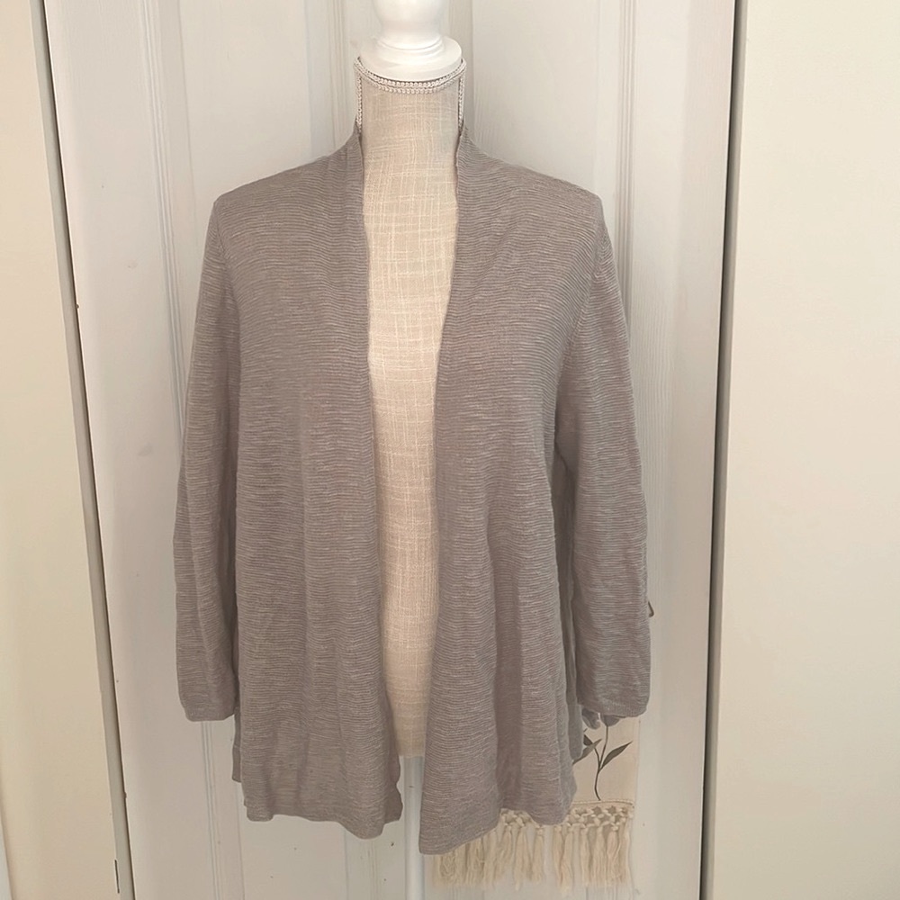 Eileen Fisher Linen Blend Open Front Cardigan
